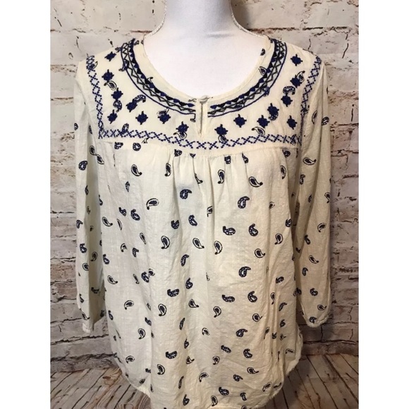 Lucky Brand Tops - 🎉SOLD🎉Lucky Brand Blouse Ivory Size Large